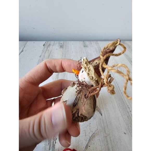 Pine cone snowman ornament set cabin rustic roly poly Xmas tree - Picture 3 of 9